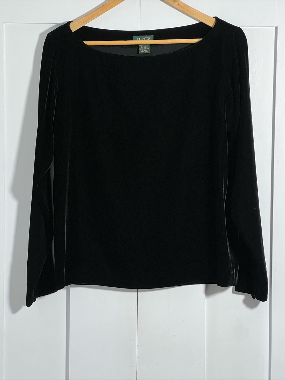 Vintage J.Crew Silk Blend Velvet Boatneck Top Black size 8